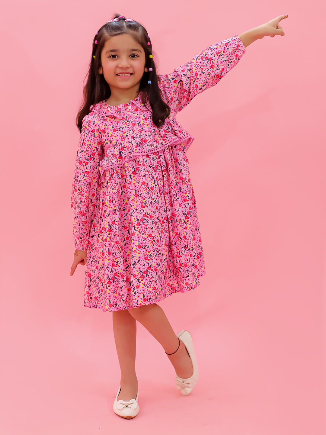 Front Button Ruffle Dress