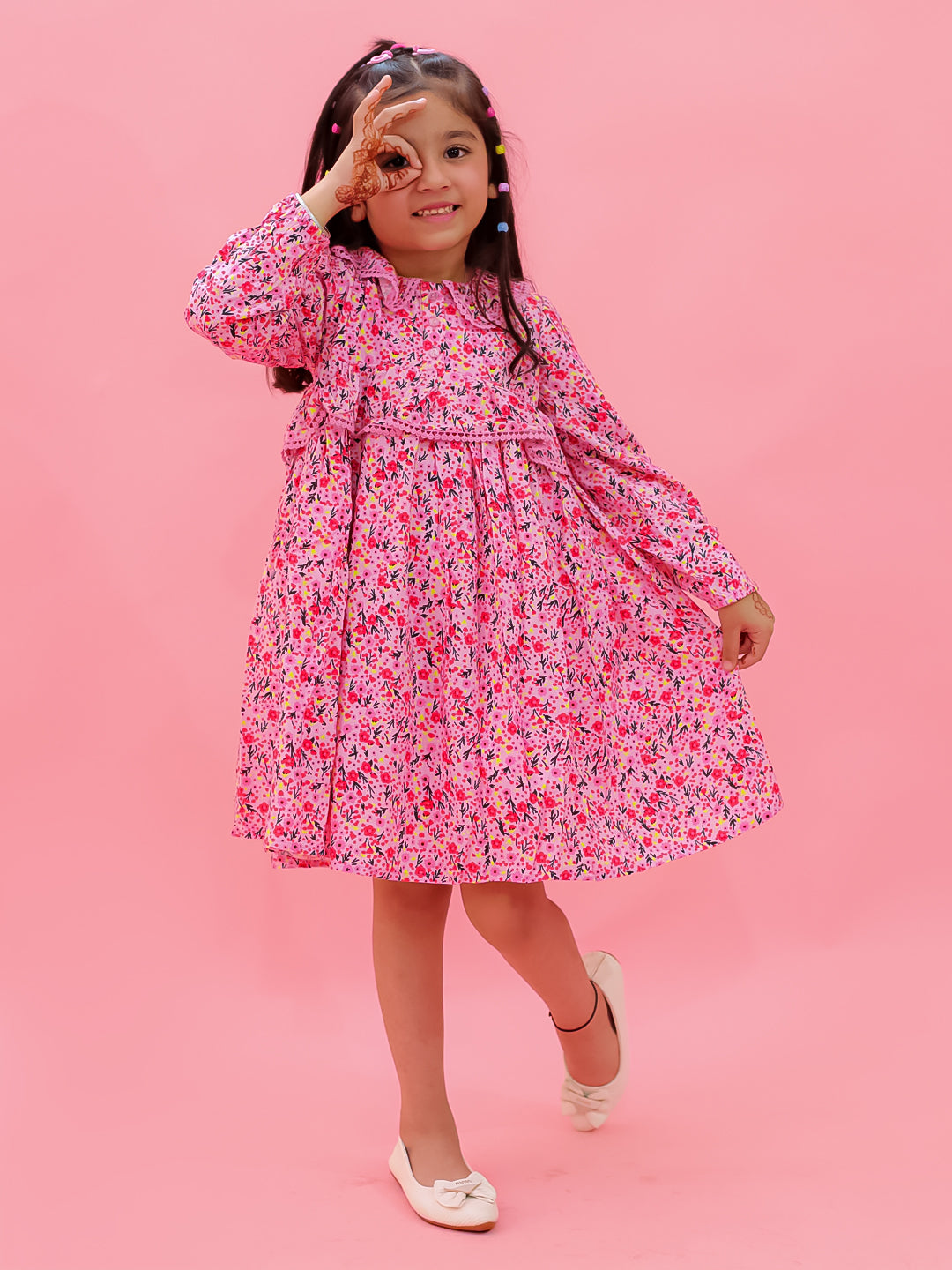Front Button Ruffle Dress