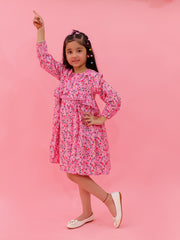 Front Button Ruffle Dress