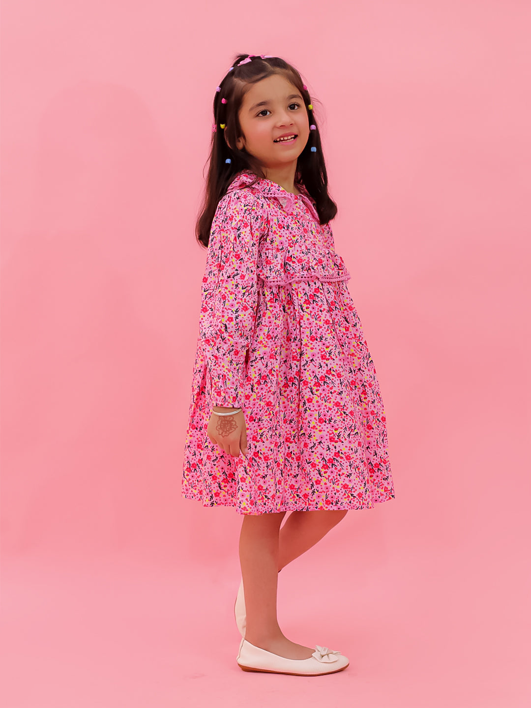 Front Button Ruffle Dress