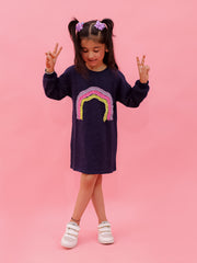 Lurex French Terry Dress With Rainbow Ruffle