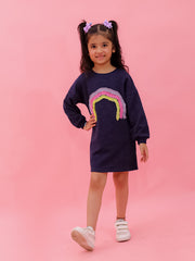 Lurex French Terry Dress With Rainbow Ruffle