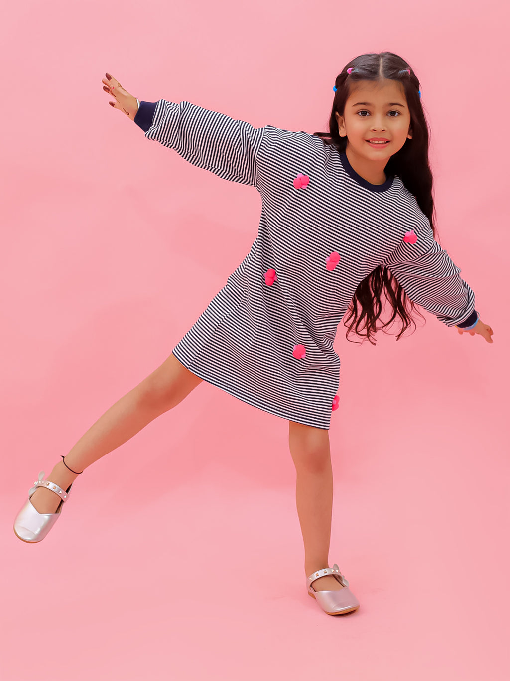 Drop Shoulder Tunic With Pom Pom
