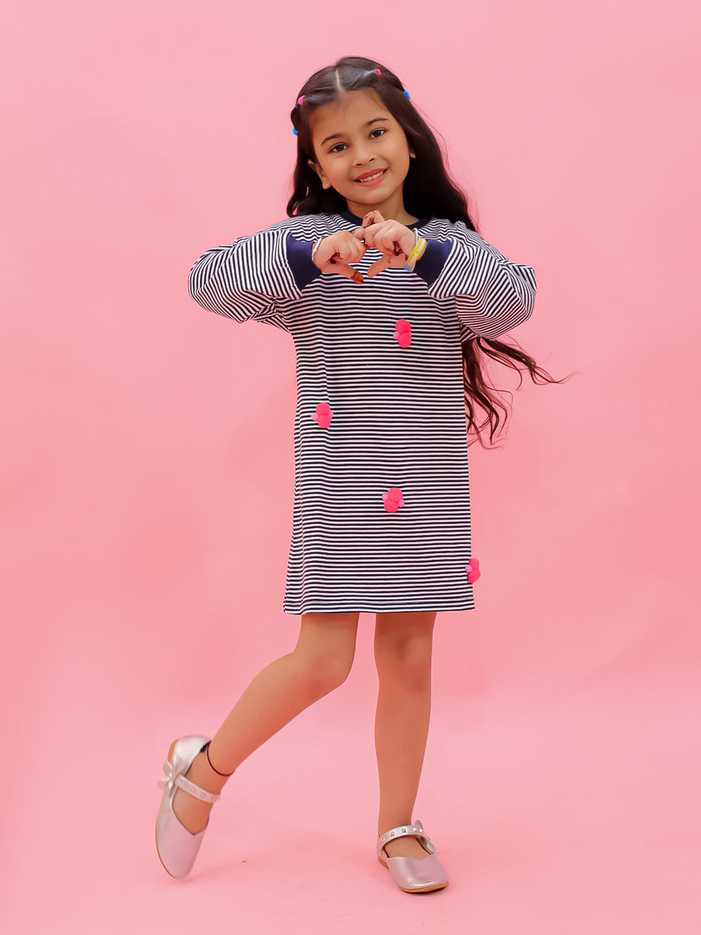Drop Shoulder Tunic With Pom Pom