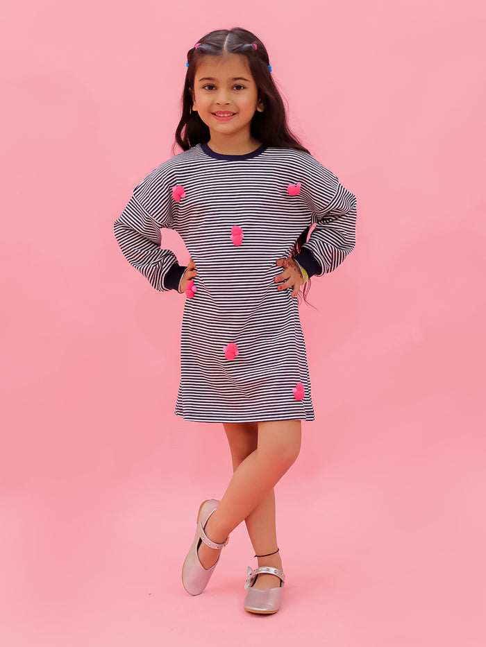Drop Shoulder Tunic With Pom Pom