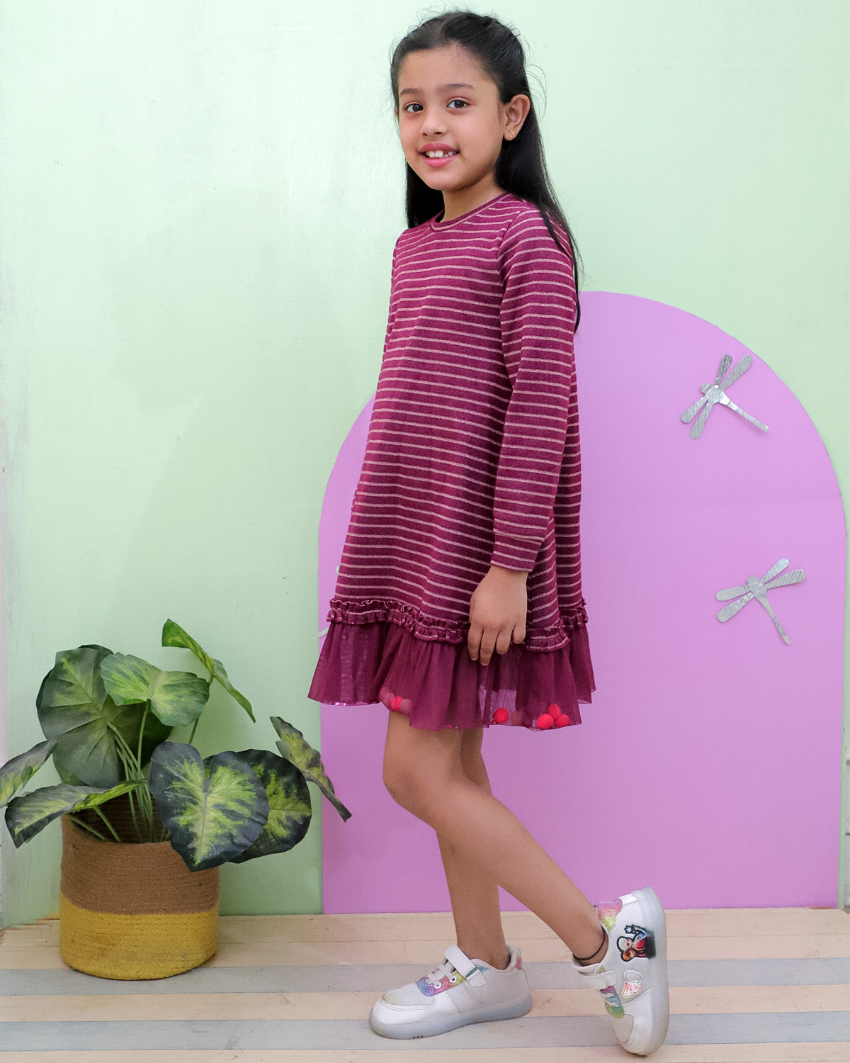 Tunic With Pom Pom Mesh Frill