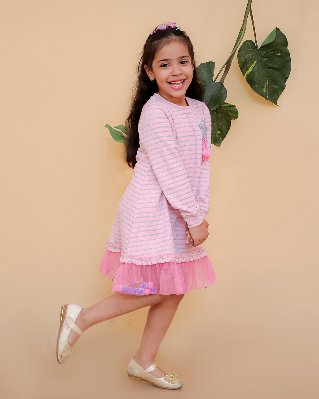Tunic With Pom Pom Mesh Frill
