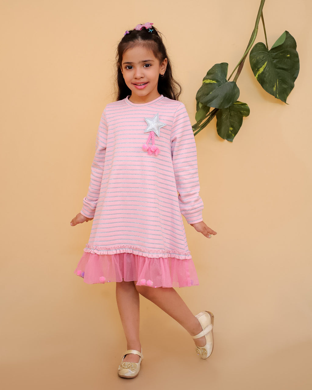 Tunic With Pom Pom Mesh Frill