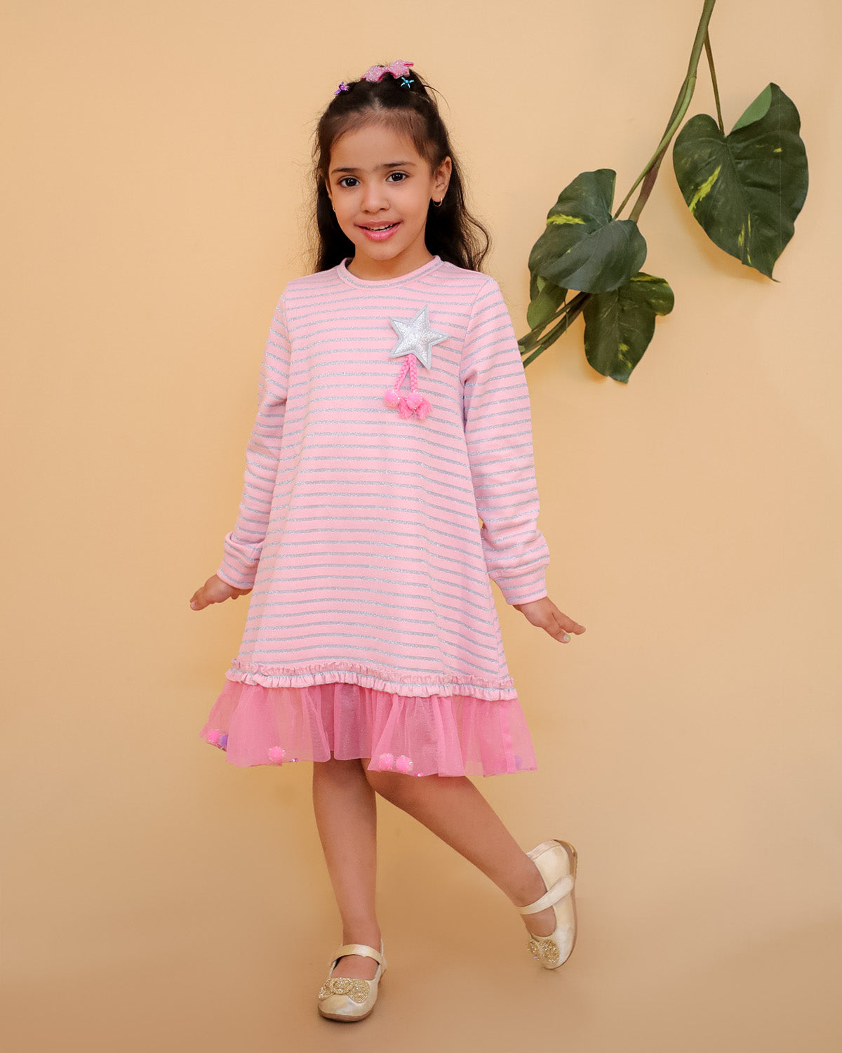 Tunic With Pom Pom Mesh Frill