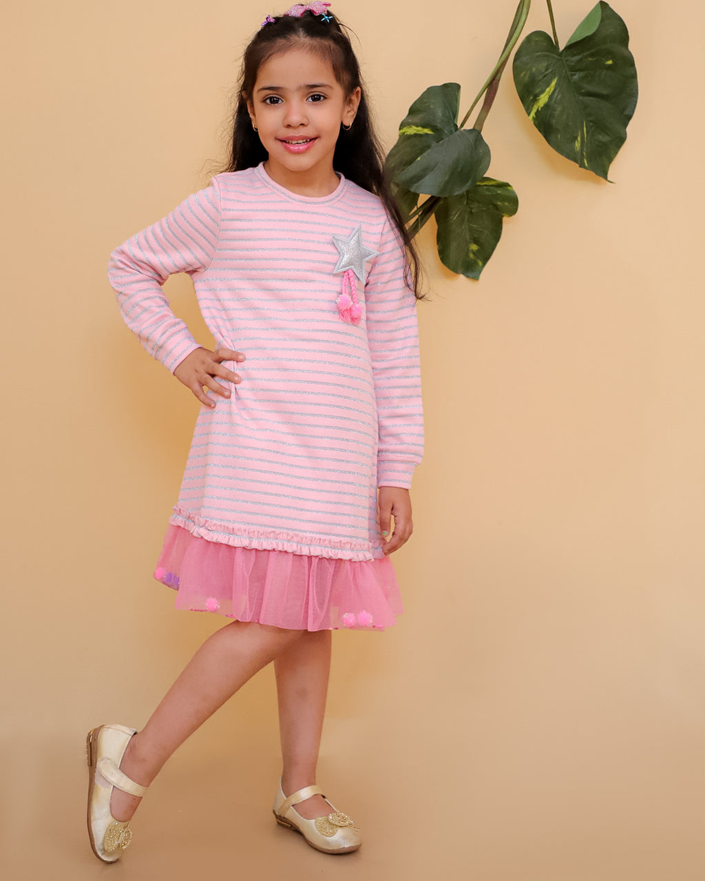 Tunic With Pom Pom Mesh Frill