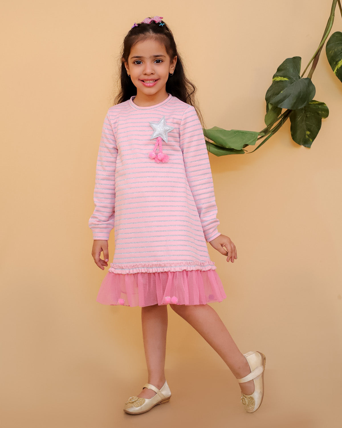 Tunic With Pom Pom Mesh Frill
