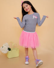 Jersey Mix Mesh Dress