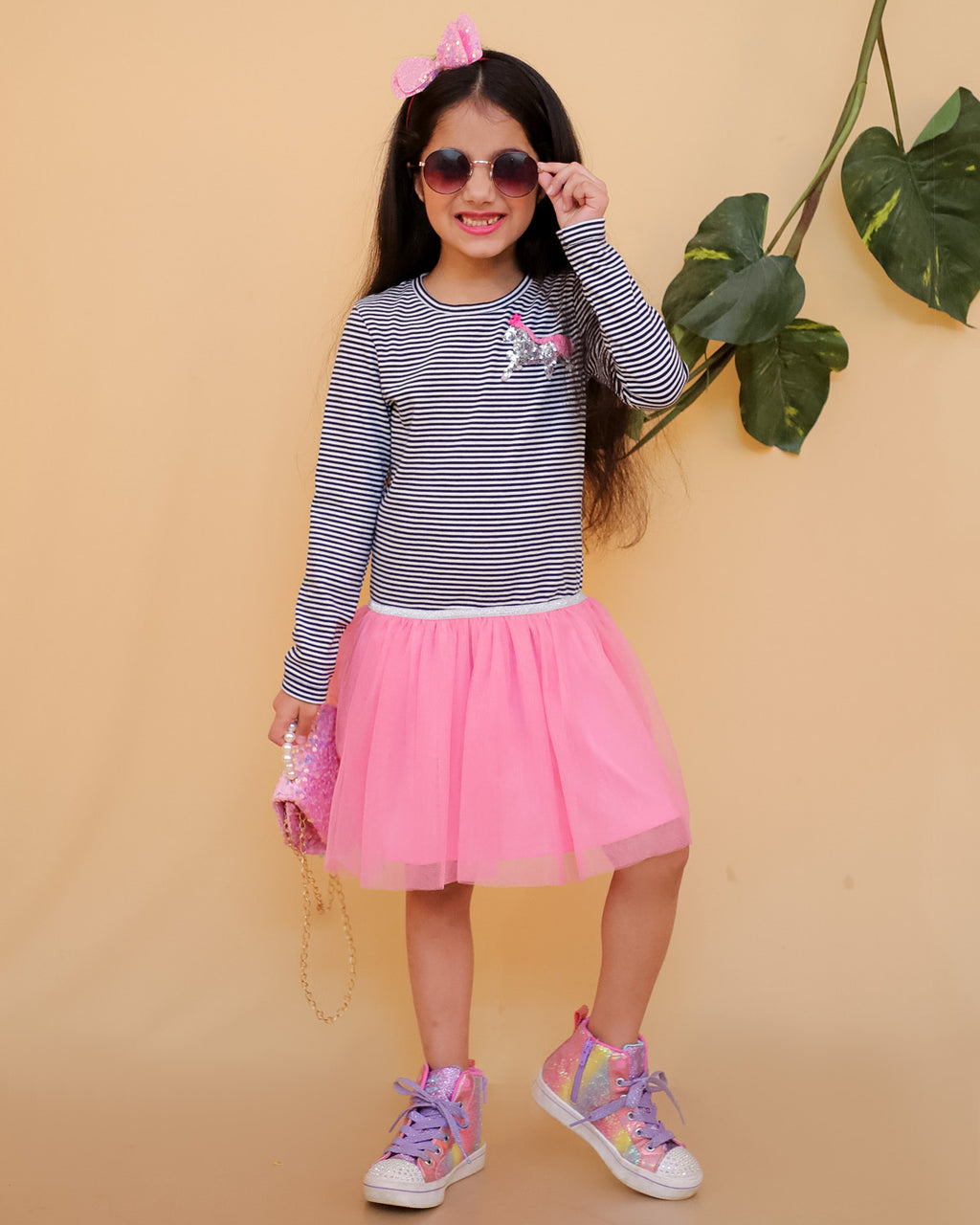 Jersey Mix Mesh Dress