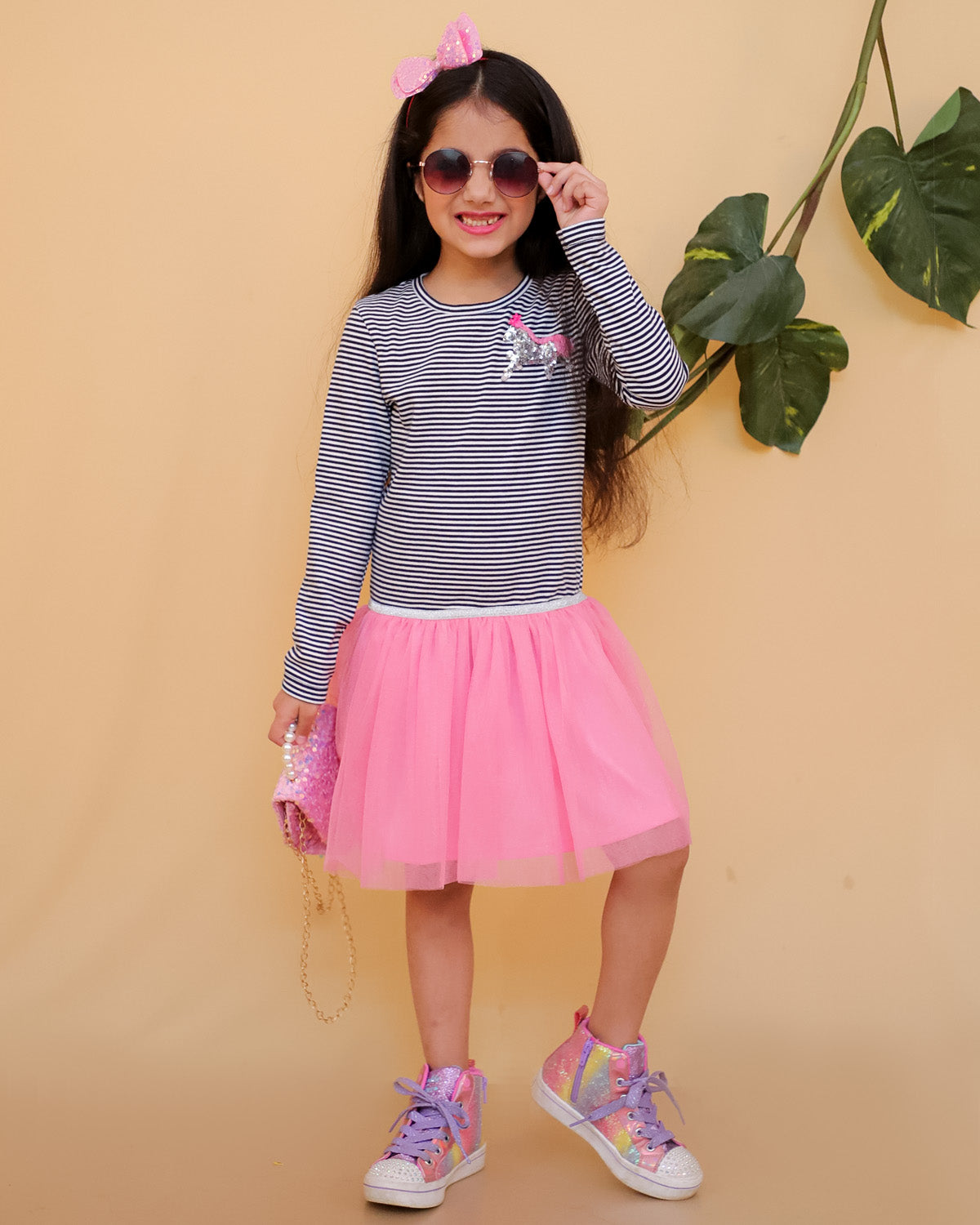 Jersey Mix Mesh Dress