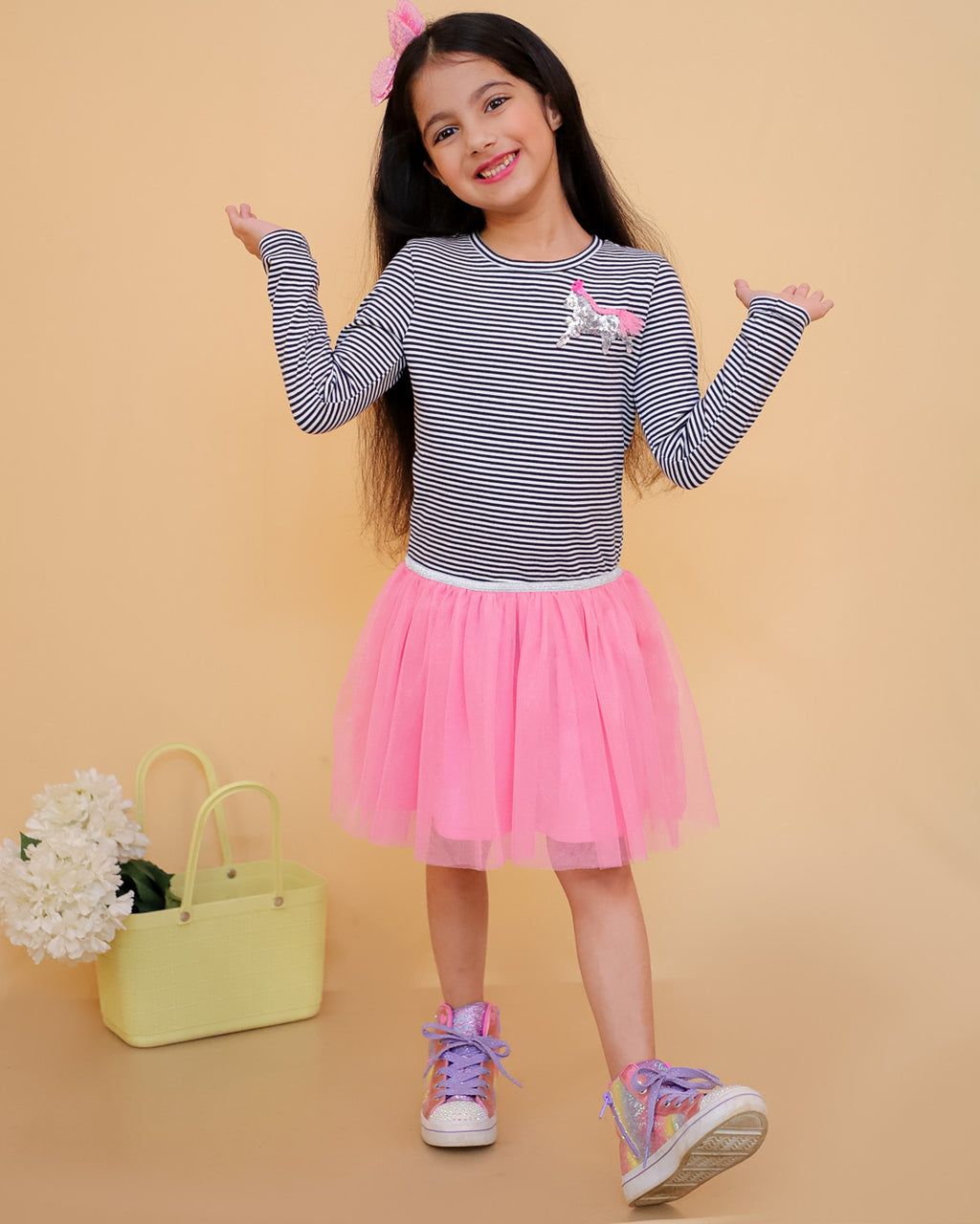 Jersey Mix Mesh Dress