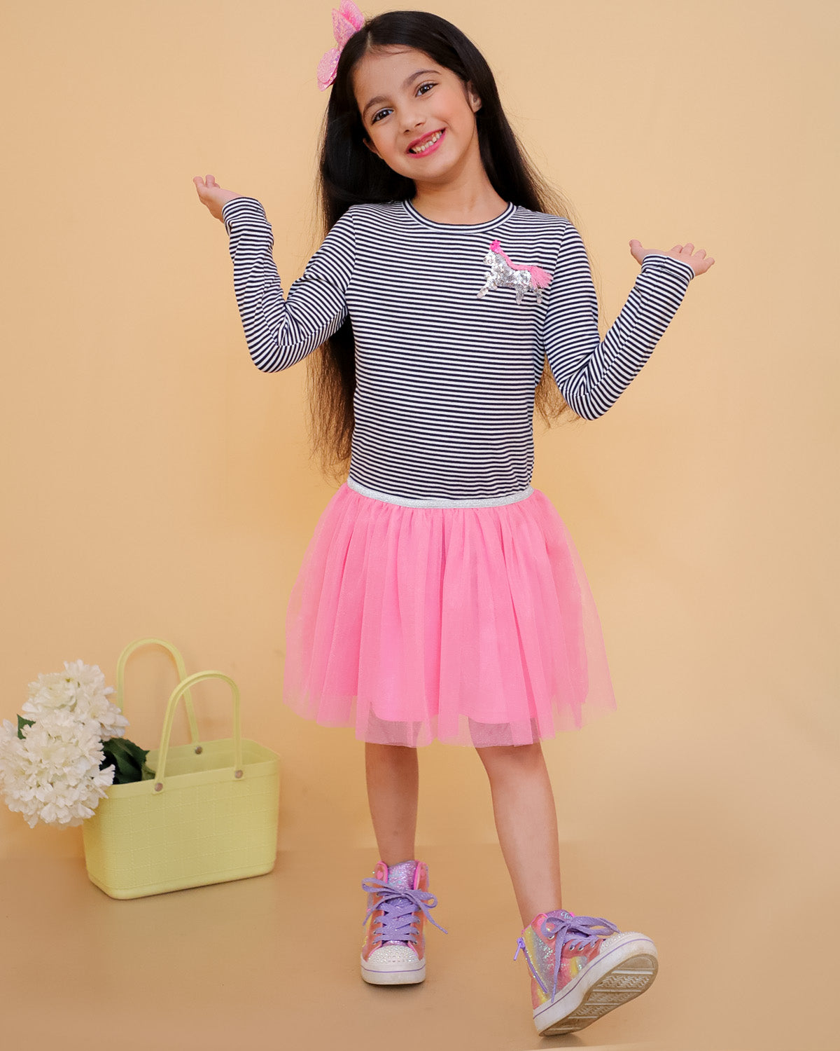 Jersey Mix Mesh Dress
