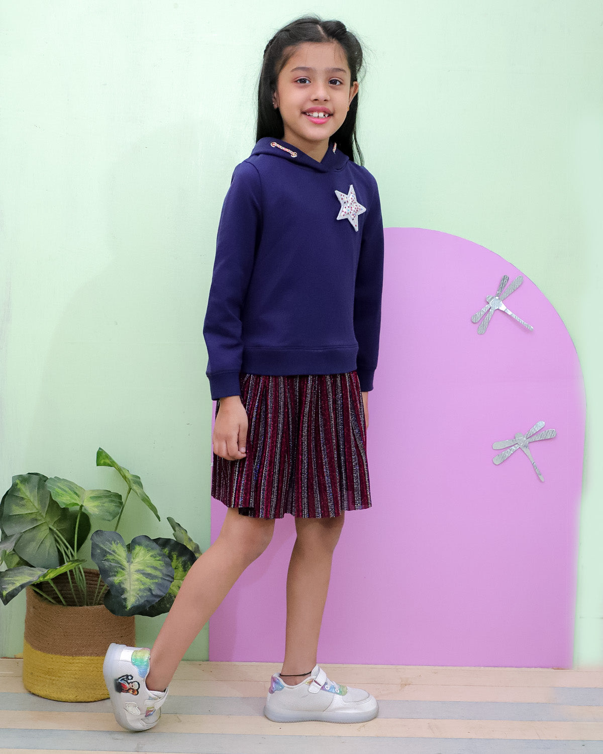 Hoodie Dress With Shimmer Lurex Skirt