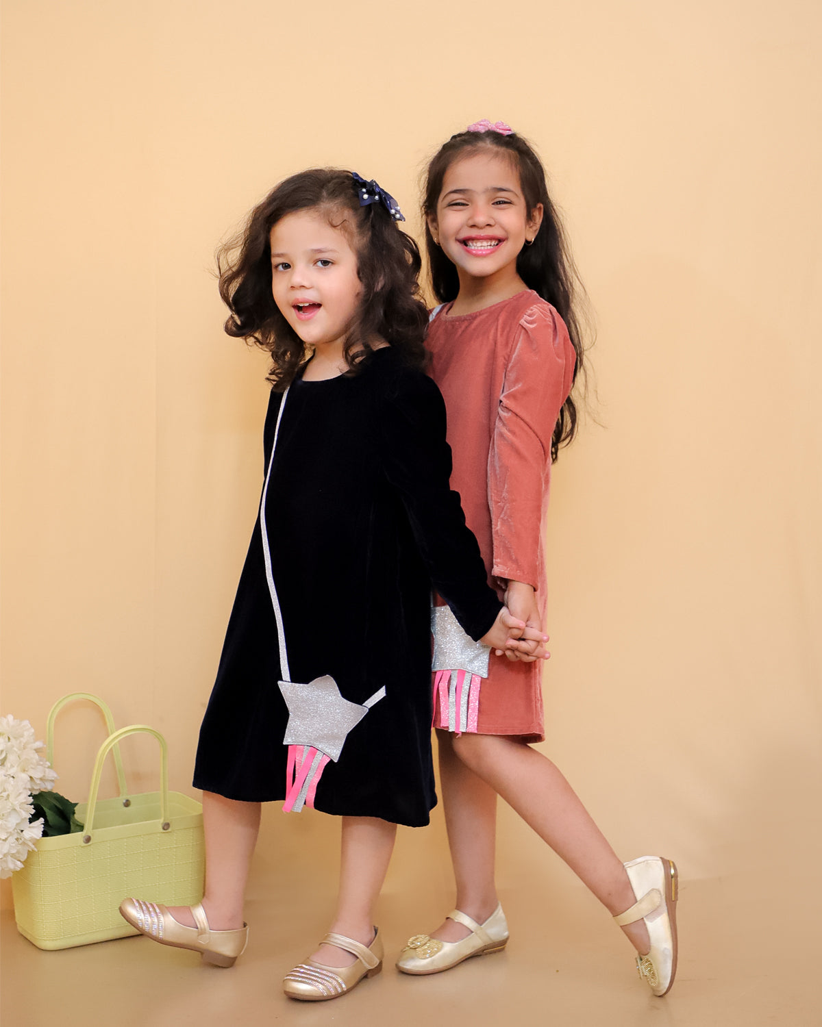 Velvet Dress With Star Bag