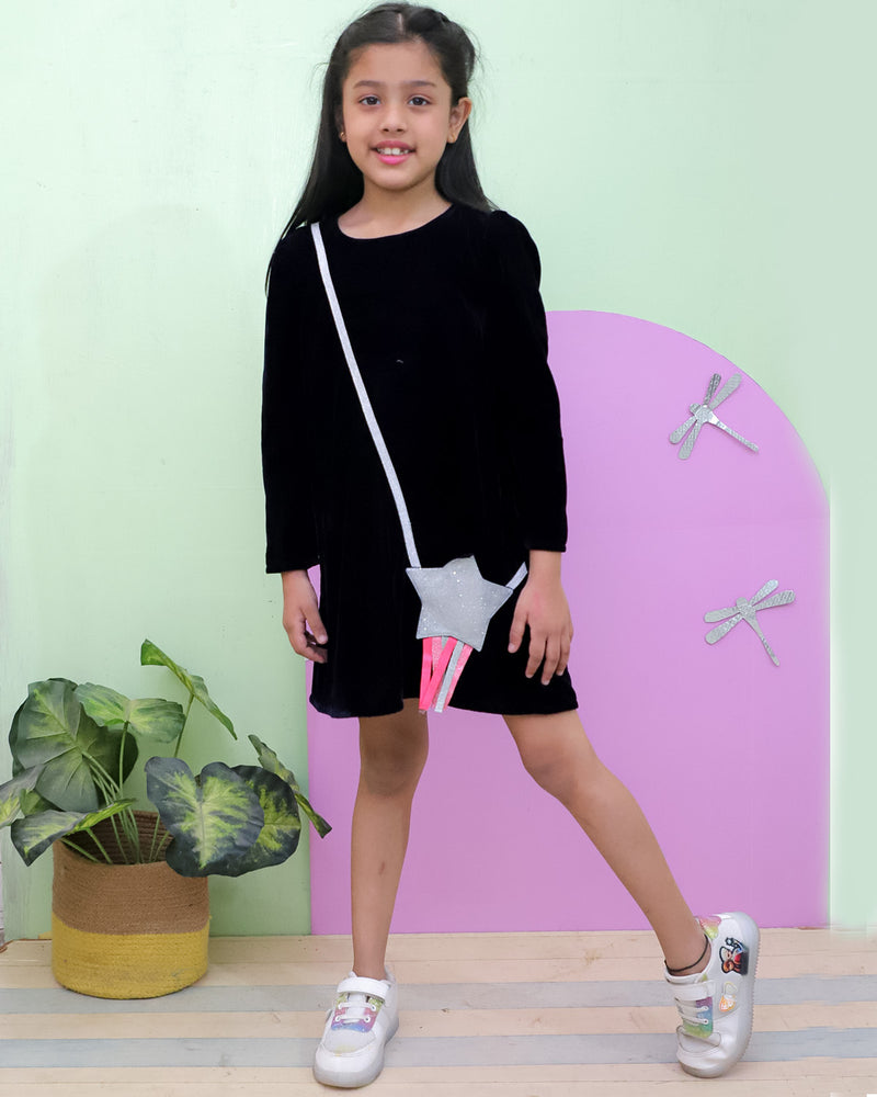 Velvet Dress With Star Bag