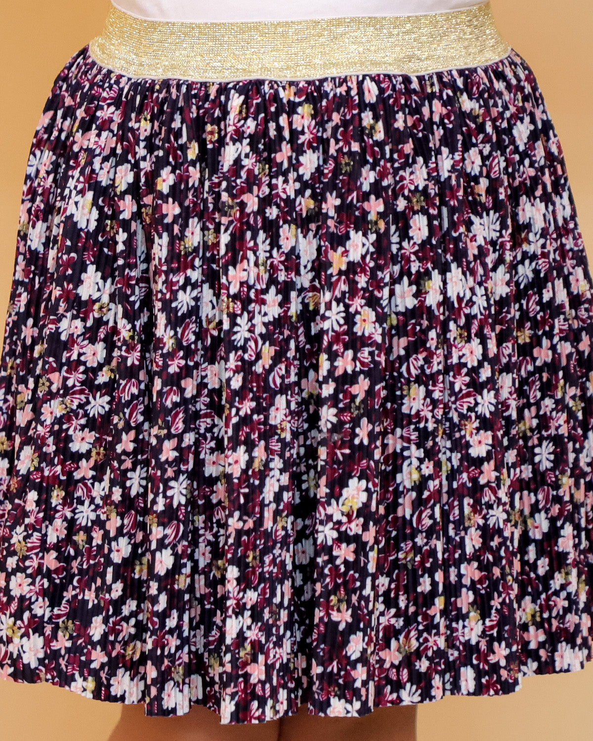 Printed Crinkle Skirt With Lurex Elastic