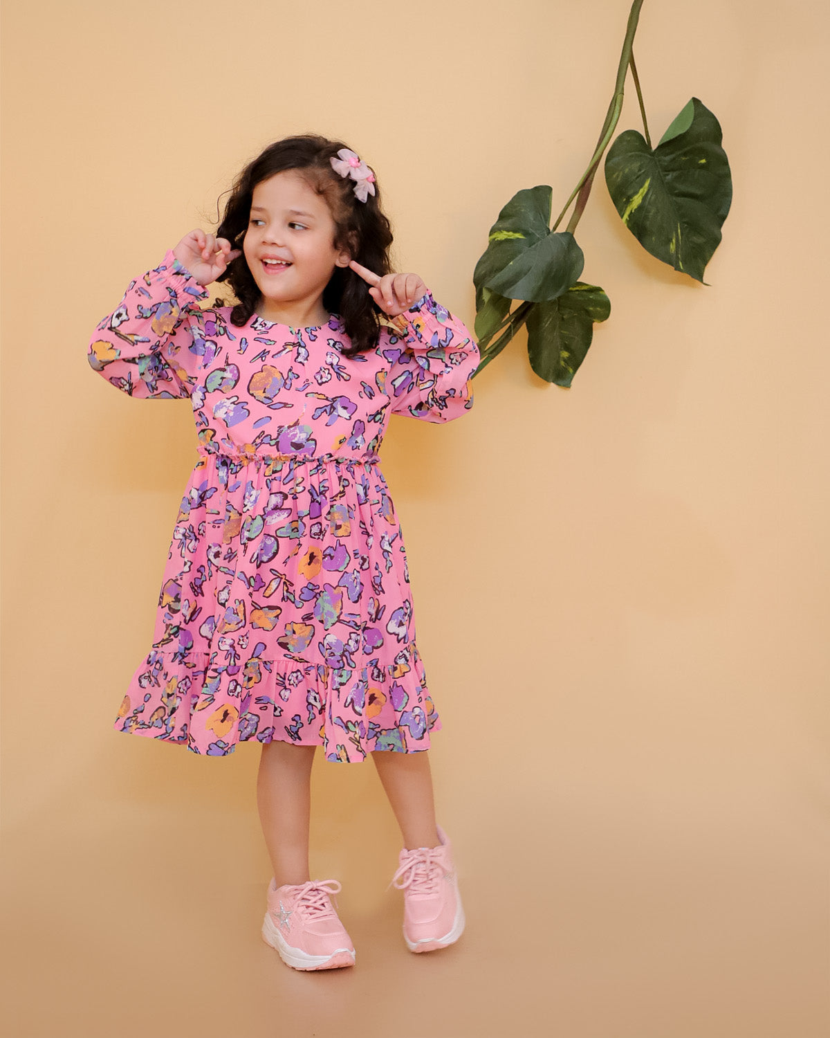 Printed Chiffon Dress With Lining