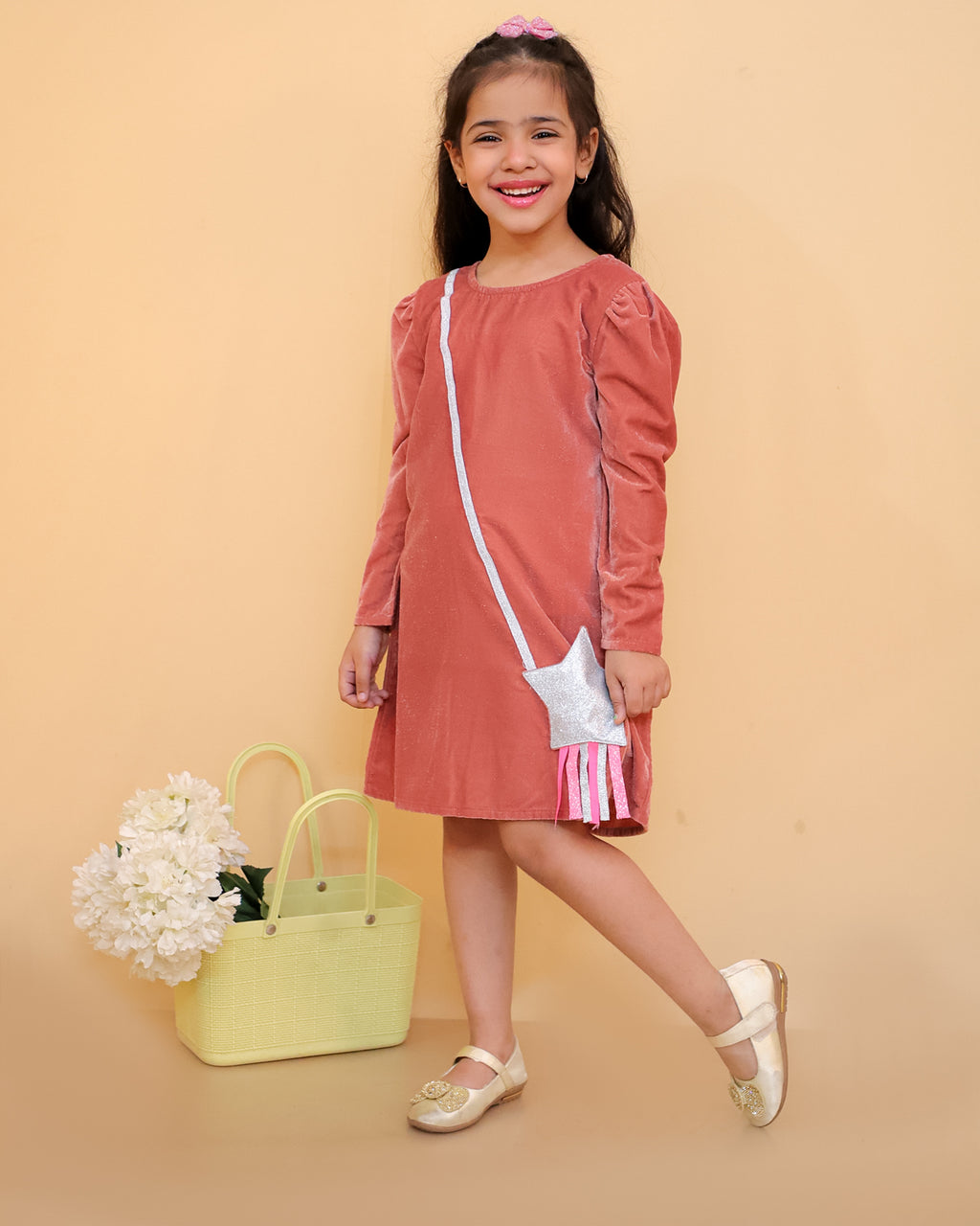 Velvet Dress With Star Bag