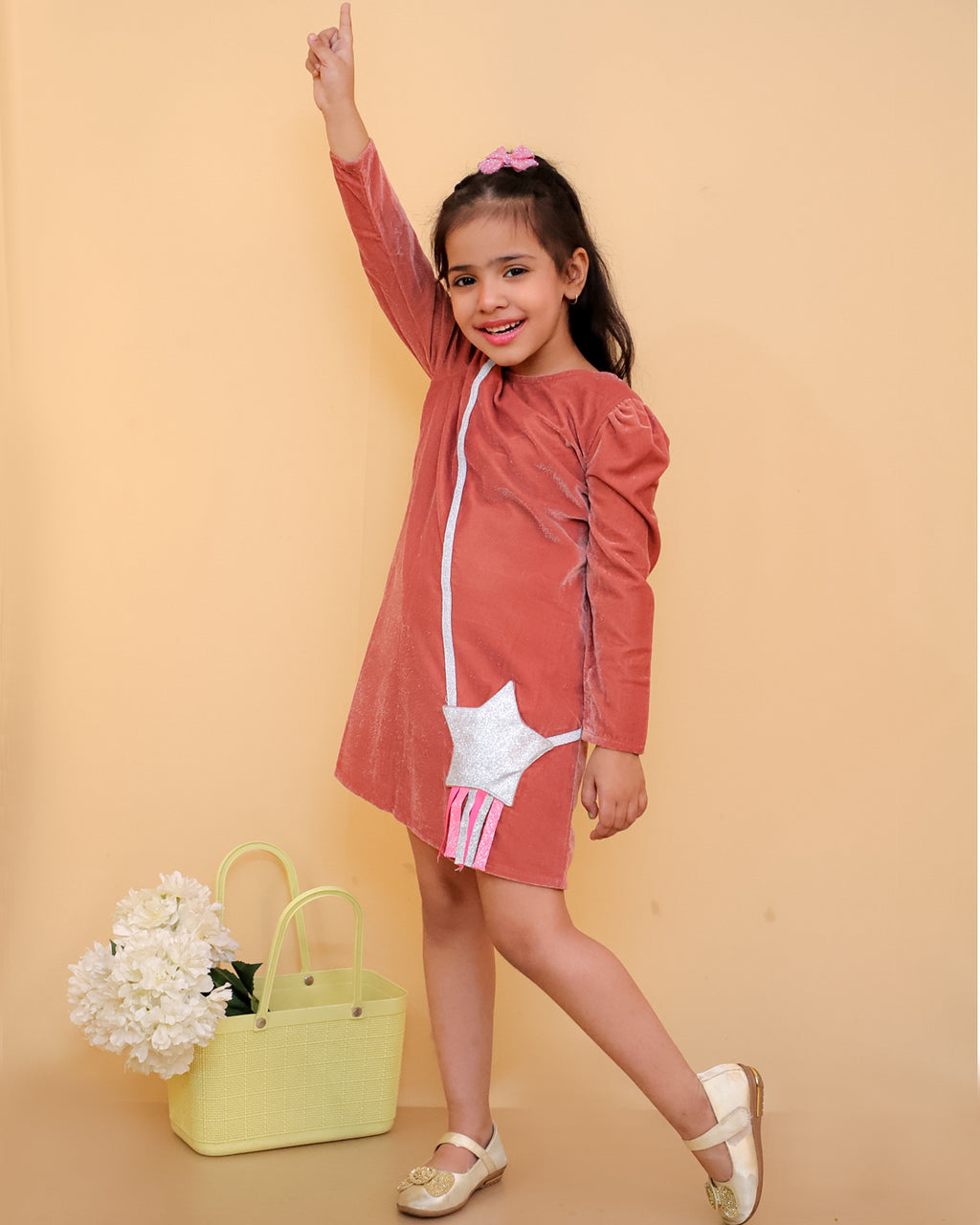 Velvet Dress With Star Bag